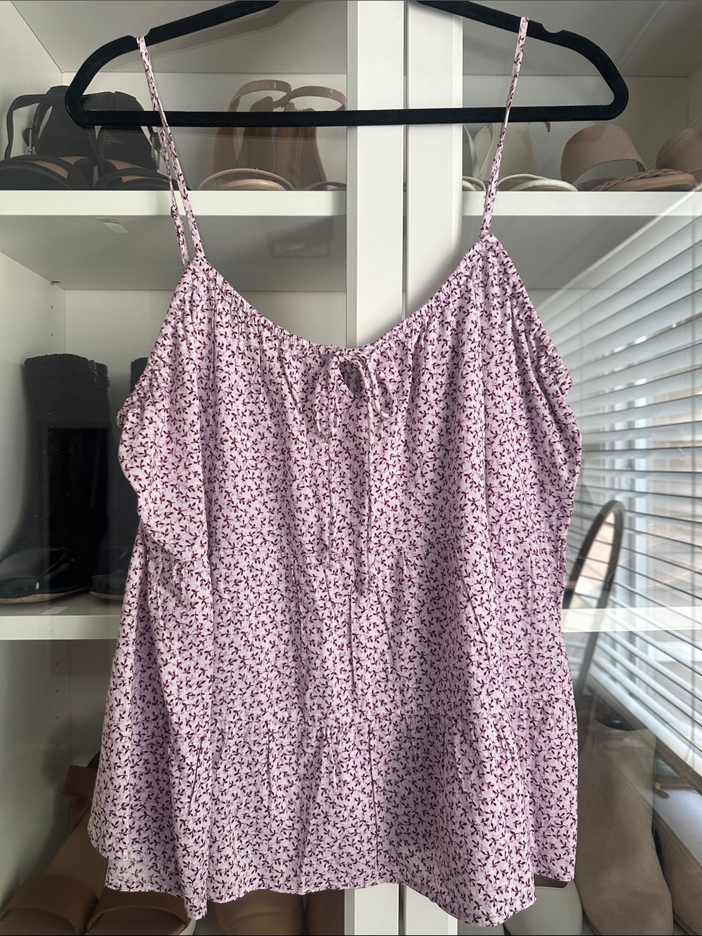 Old Navy Pink & Purple Floral Tie-Front Peplum Tank Large
